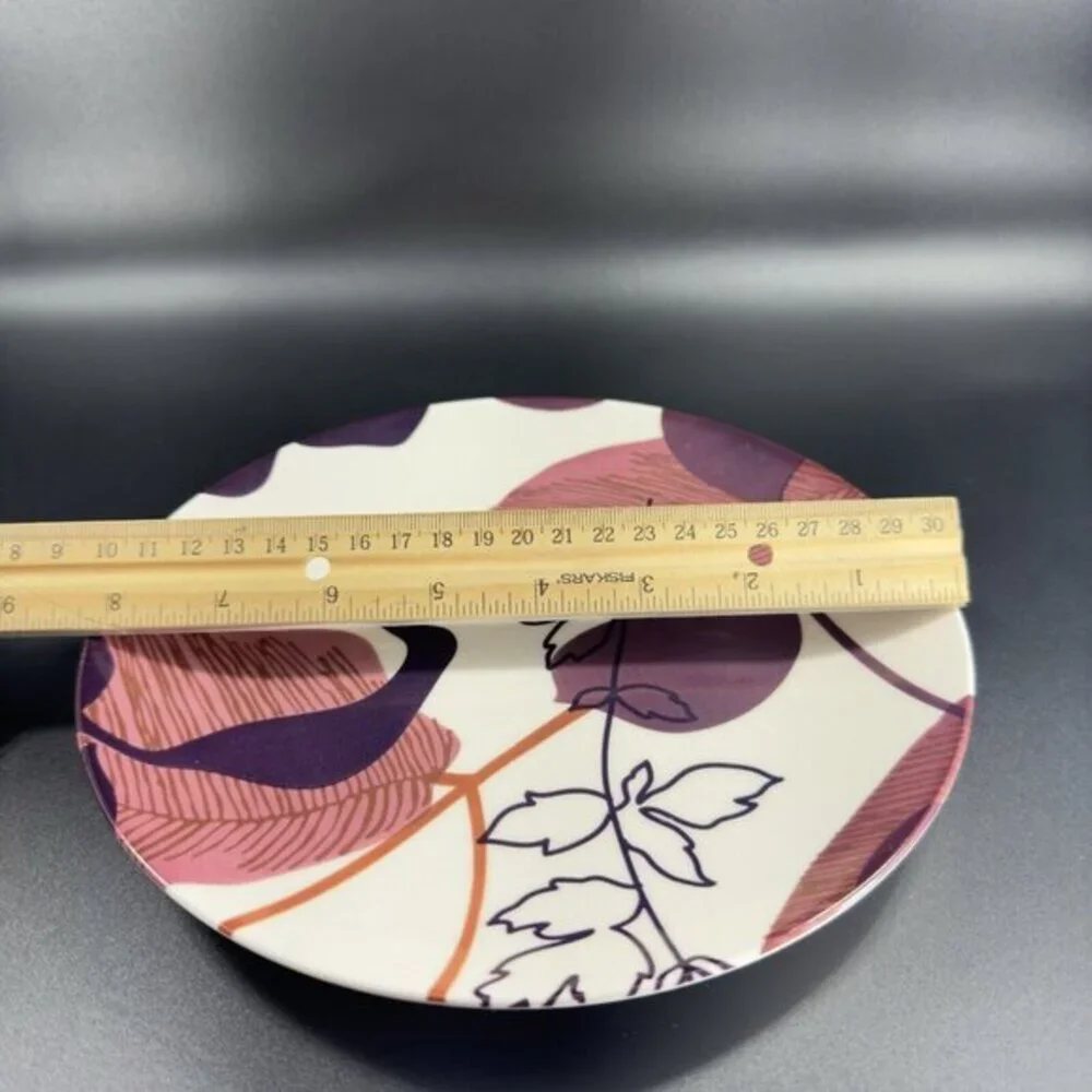 POTTERY BARN Graphic Harvest Ceramic Dish‎ Plate Made In Brazil Round New Set 4